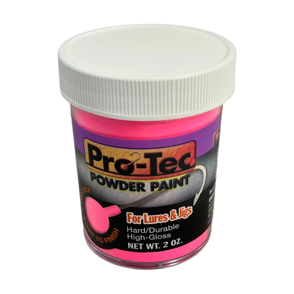 Candy Pro-Tec Powder Paint for fishing Lures and Jigs Powder Coating for Jig Head, High Gloss Finish,Easy-to-Use Fishing Lure Paint 2 Ounce (Pro-Tec Candy Pink 2oz)
